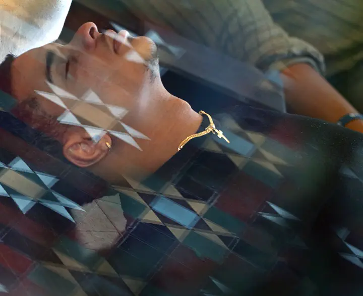 Man relaxing with a Free Spirit Sound Bath.