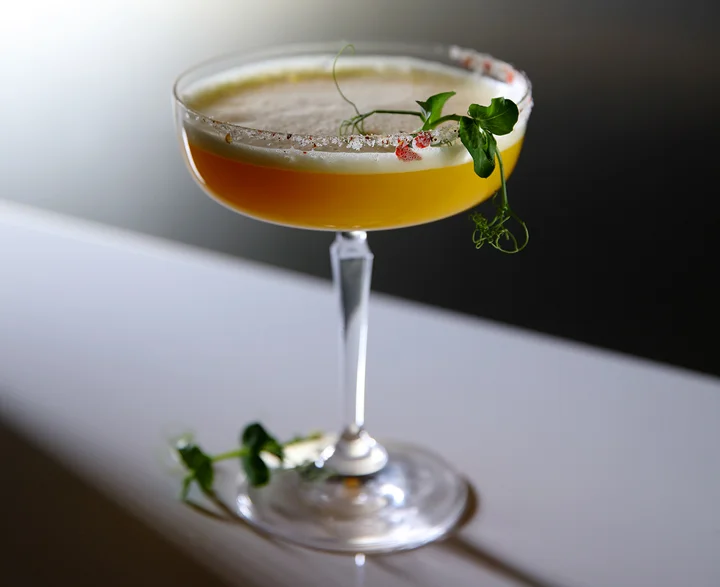 The Fire drink served in a cocktail glass.