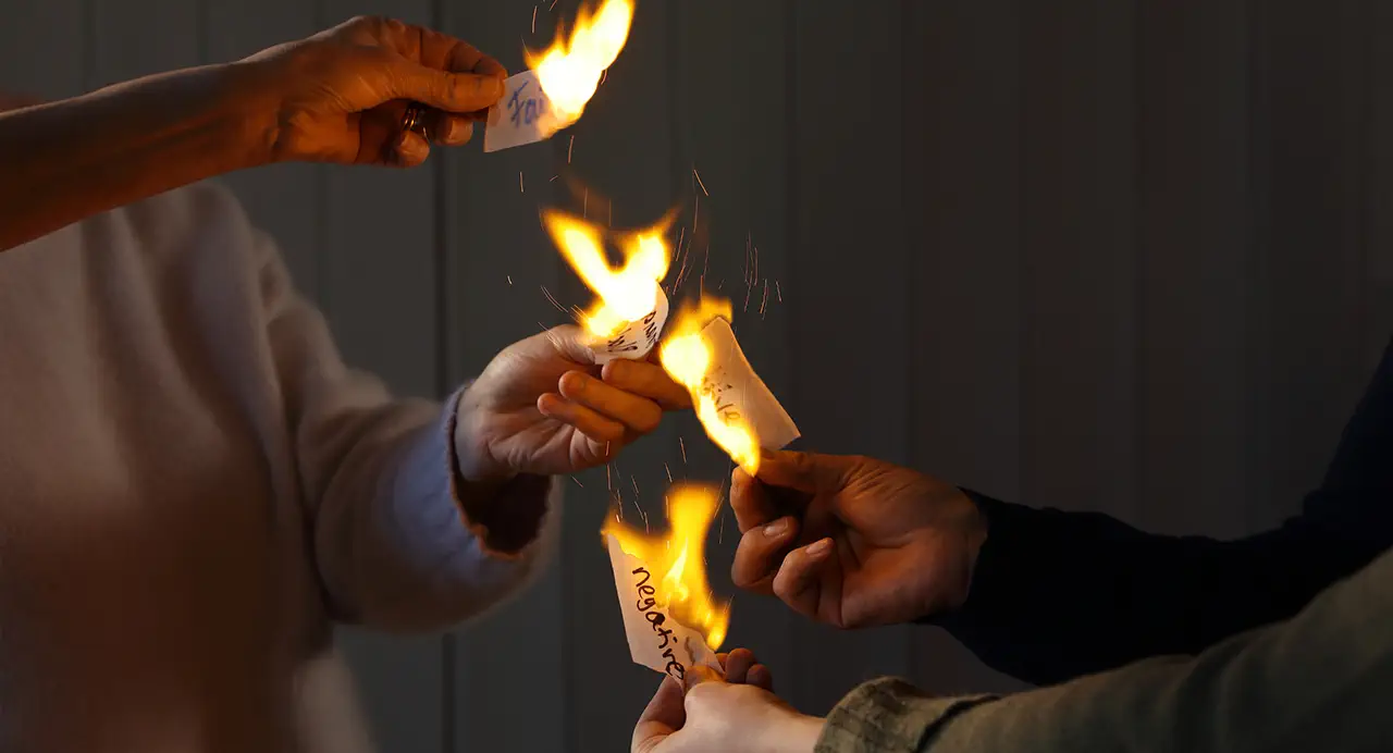 Intention burning in a Free Spirit Mindset Workshop.