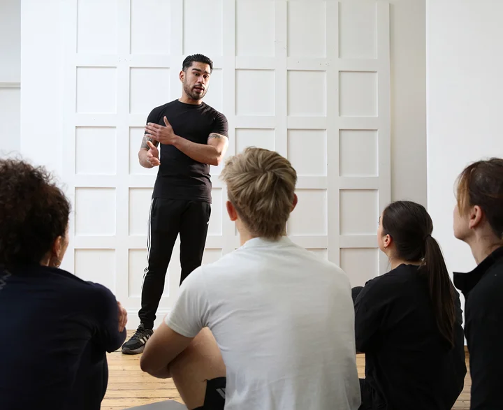 Ryan, self-defence instructor, explaining techniques.